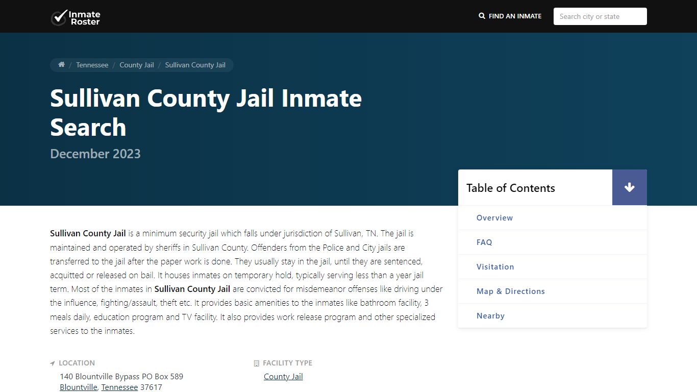 Inmate Search | Sullivan County Jail - Blountville, TN
